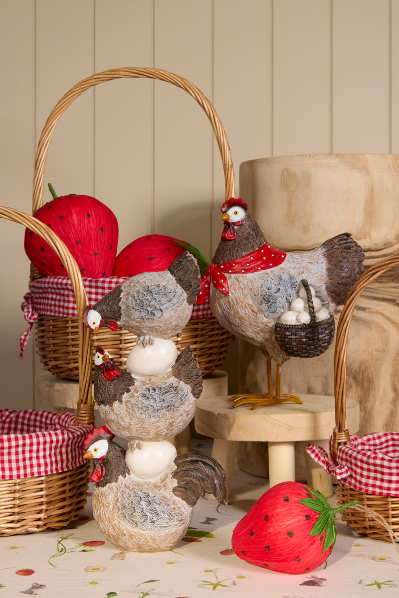 31.5cm Rustic Hen Stack with Eggs