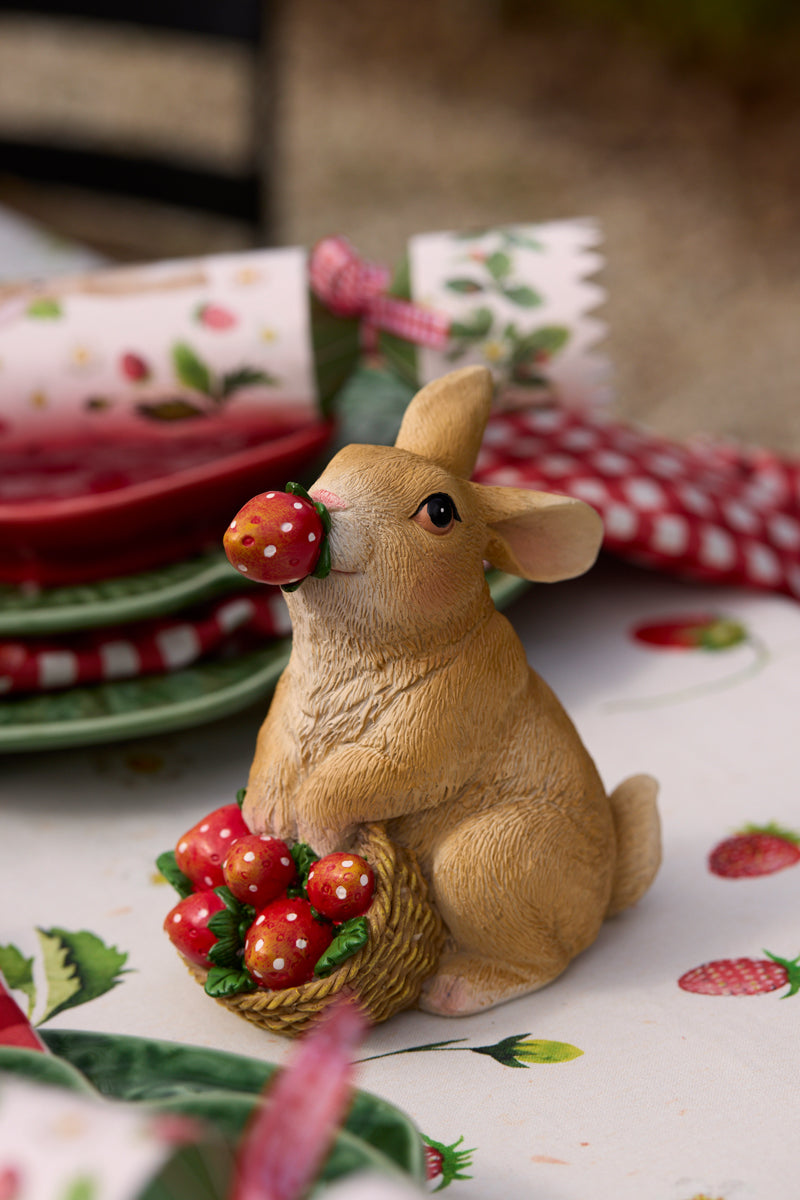 Sitting Rabbit with Strawberry Basket