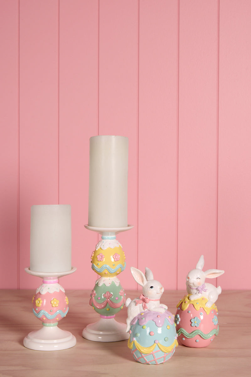 16.5cm Pastel Piped Blue Bunny on Egg