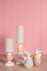 16.5cm Pastel Piped Blue Bunny on Egg