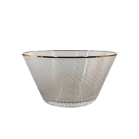 Acrylic Snack Bowl Clear Stripe With Gold Rim