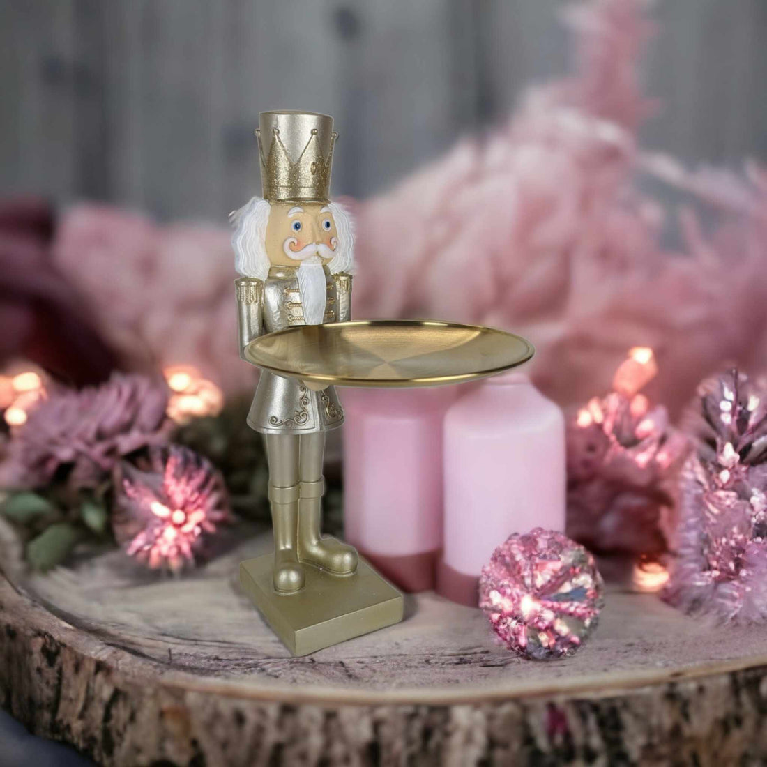 Gold Nutcracker Holding a Gold Plate