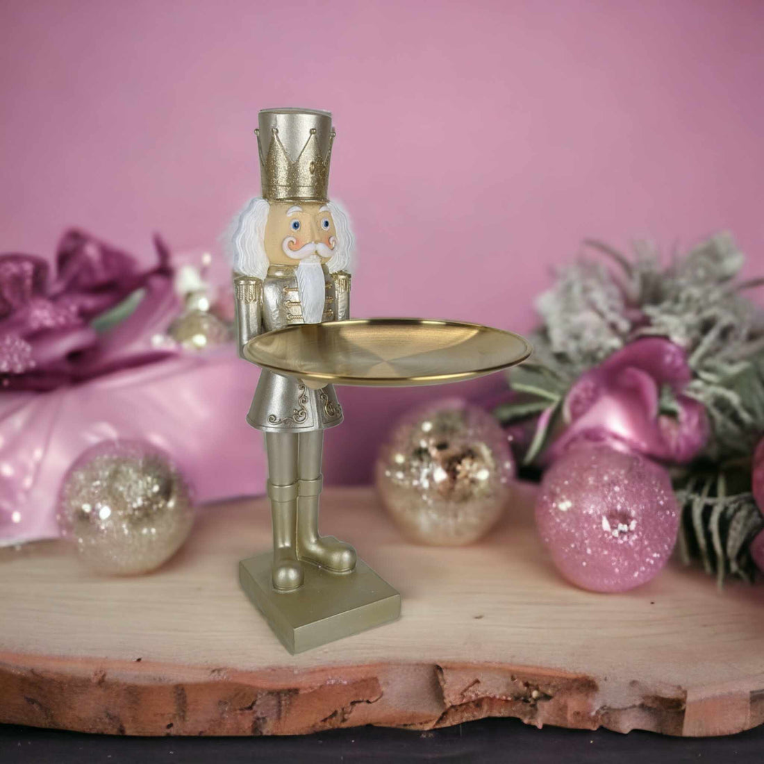 Gold Nutcracker Holding a Gold Plate