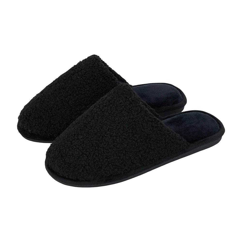 Mens Slippers - Cosy Sherpa - Black