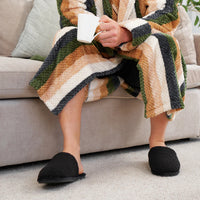 Mens Slippers - Cosy Sherpa - Black