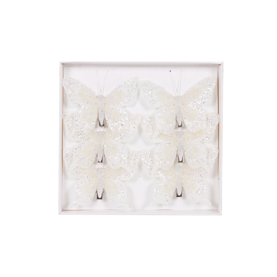 Set/6 Mini White Butterfly Clips