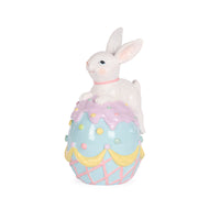 16.5cm Pastel Piped Blue Bunny on Egg