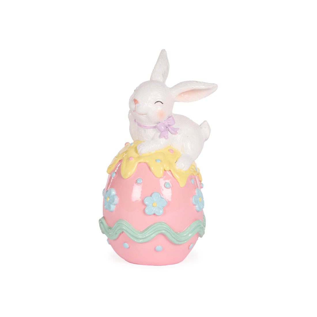 16.5cm Pastel Piped Pink Bunny on Egg