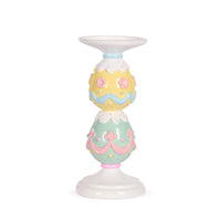 22cm Pastel Piped Double Egg Candle Holder