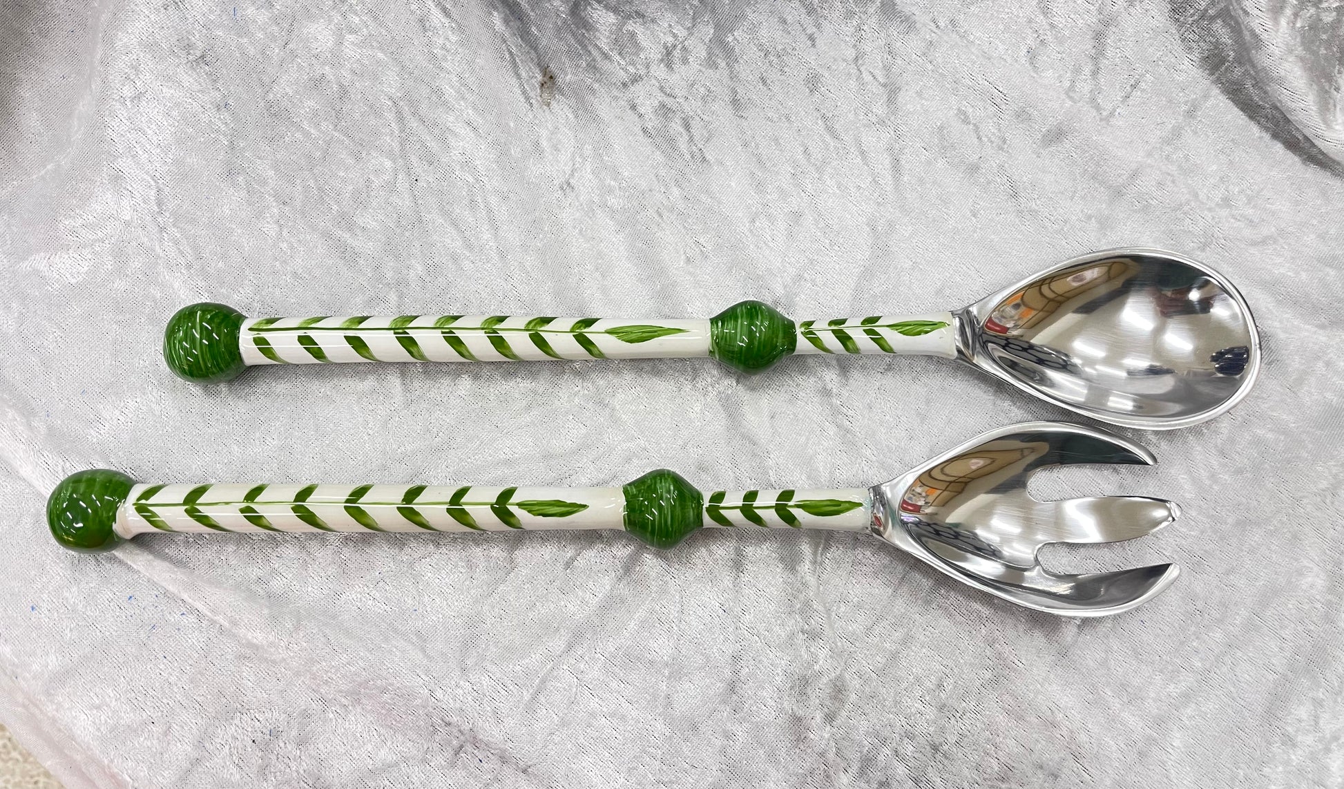 Green Ceramic Salad Servers