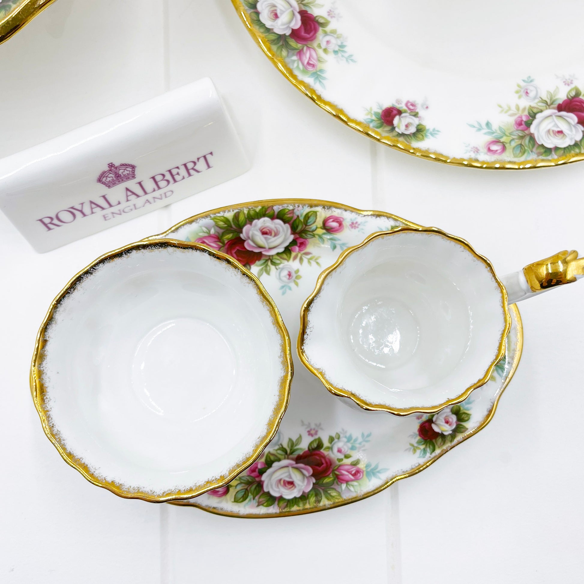 Royal Albert Vintage Celebration Sugar, Creamer and Tray