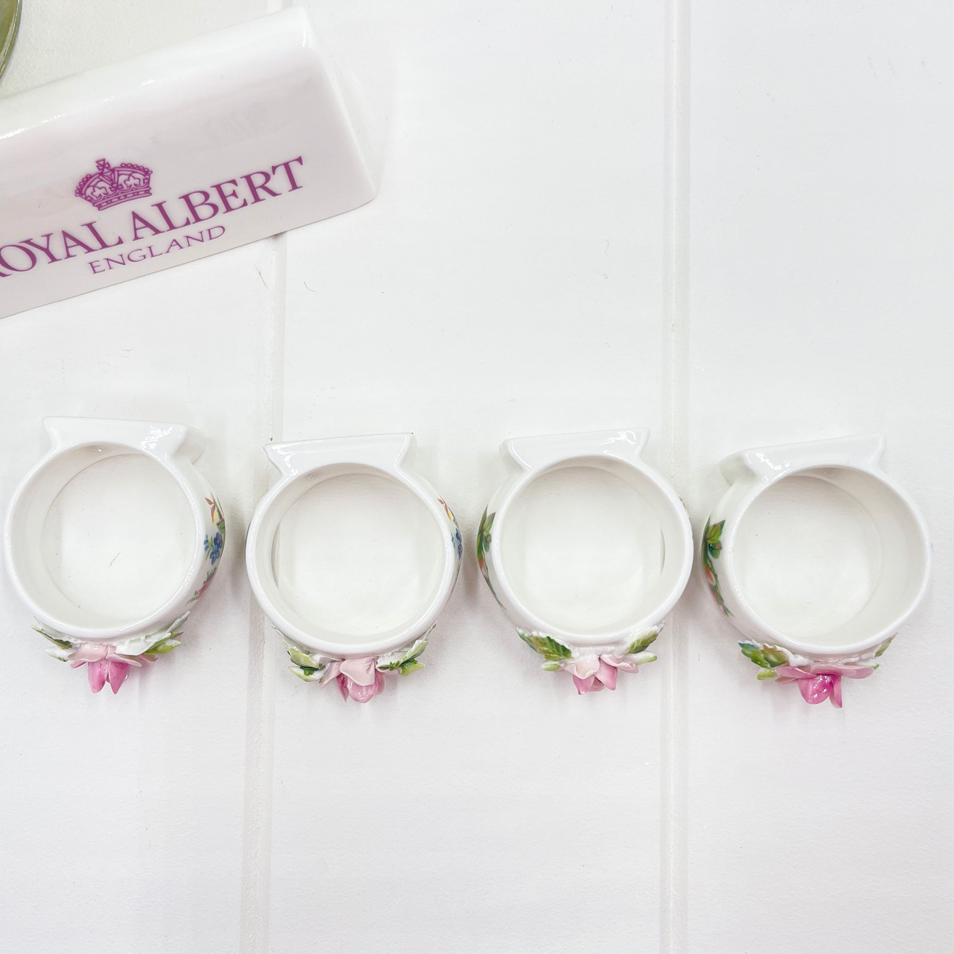 Royal Albert Vintage Moss Rose Set of 4 Napkin Rings