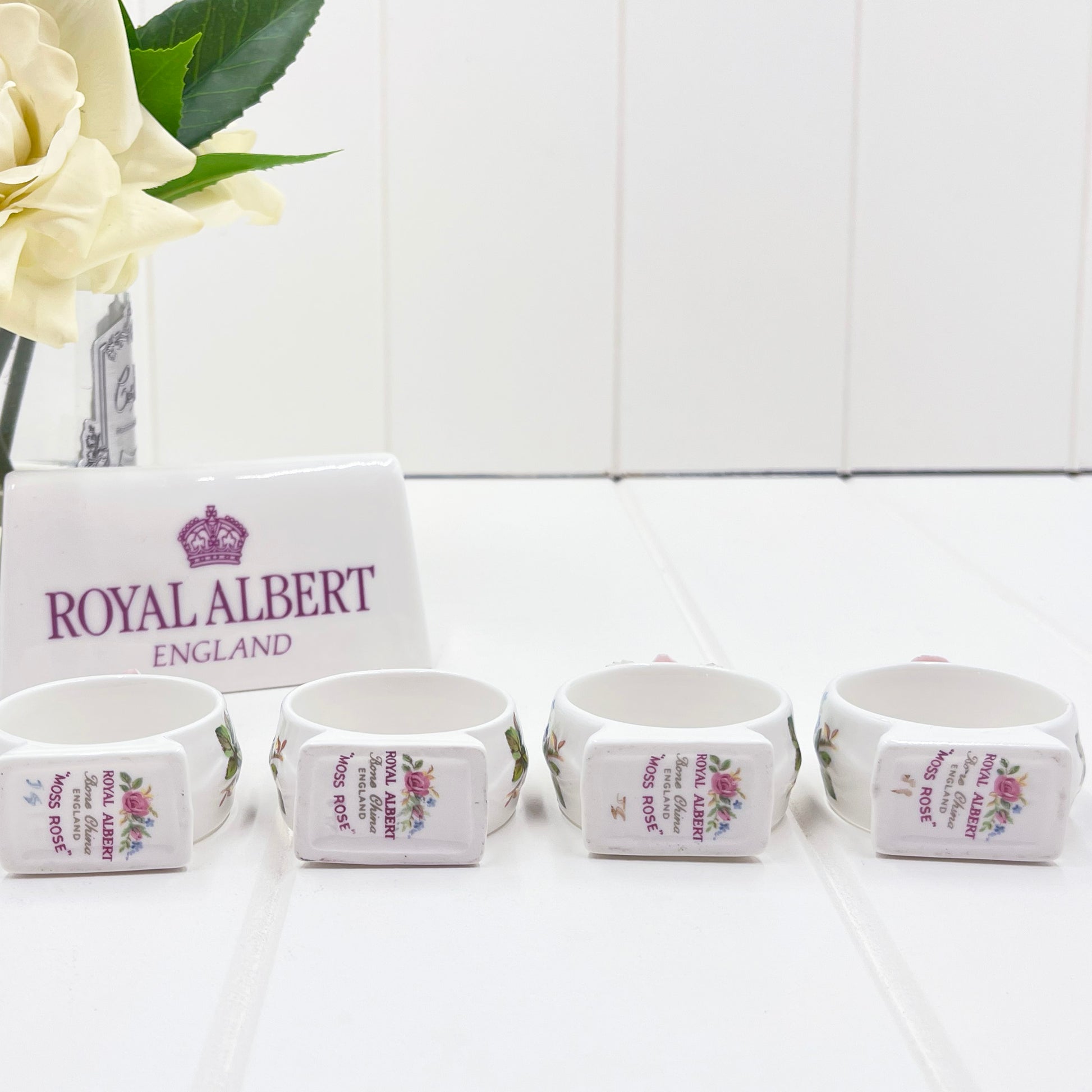 Royal Albert Vintage Moss Rose Set of 4 Napkin Rings