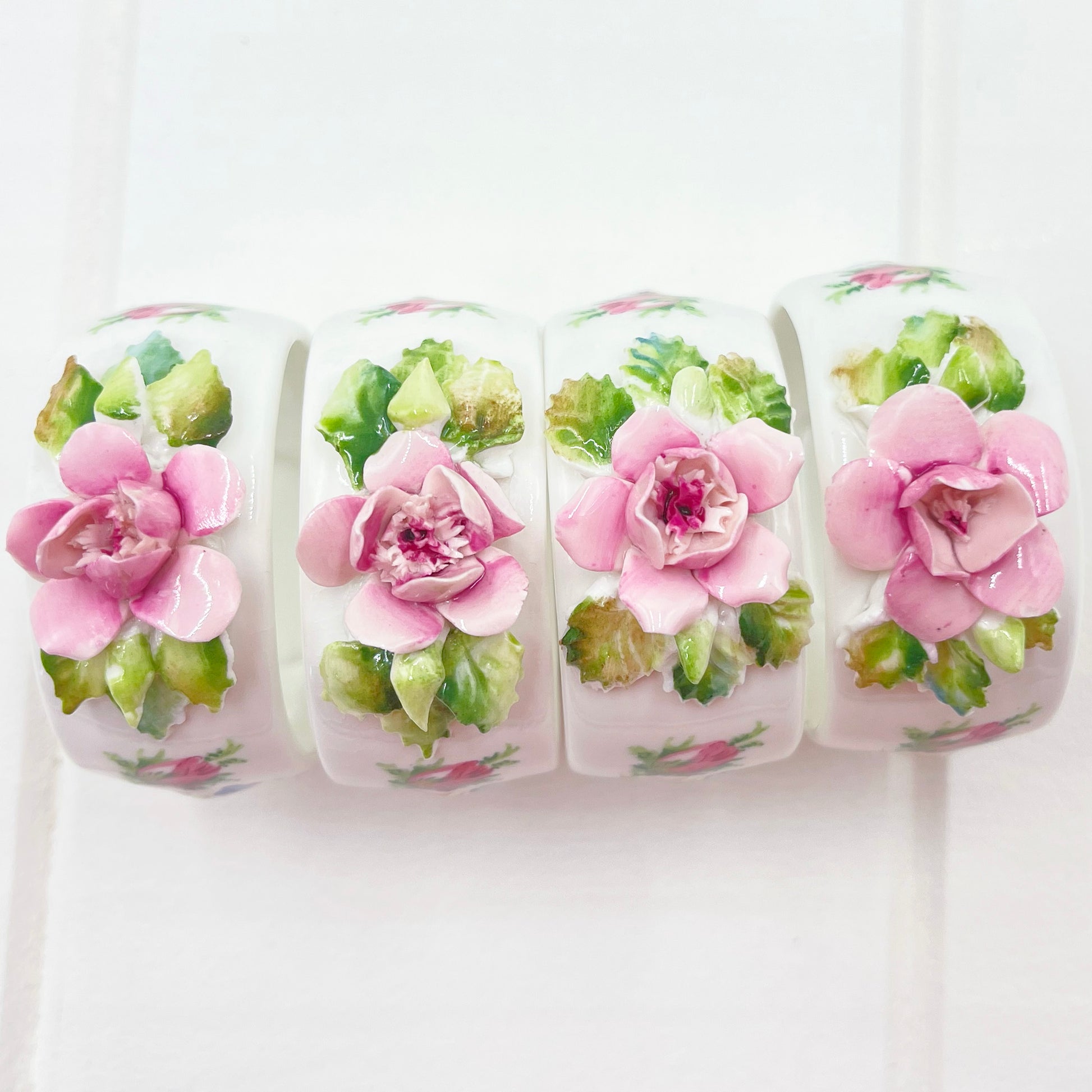 Royal Albert Vintage Moss Rose Set of 4 Napkin Rings