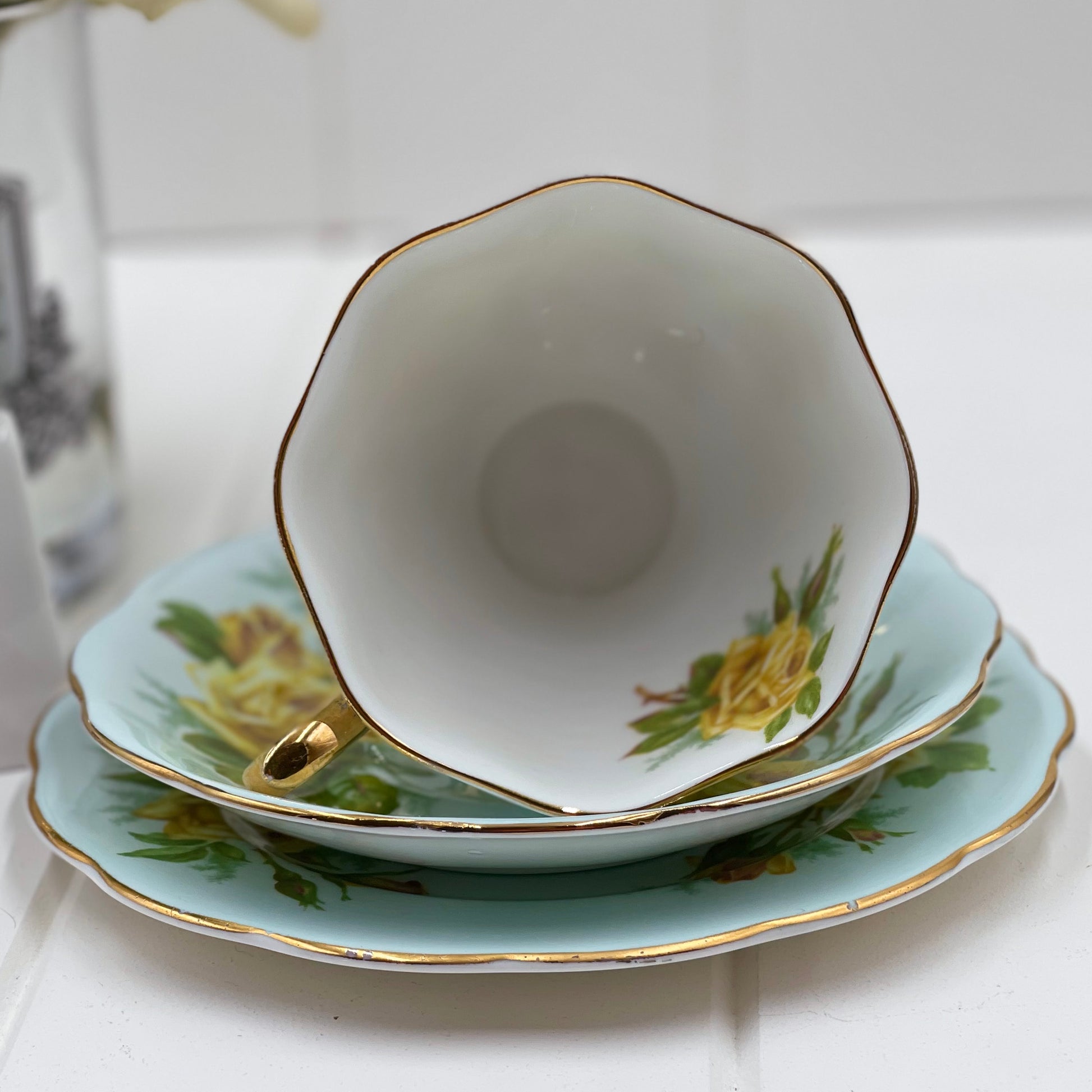 Royal Albert Tea Rose on Turquoise Colourway Trio