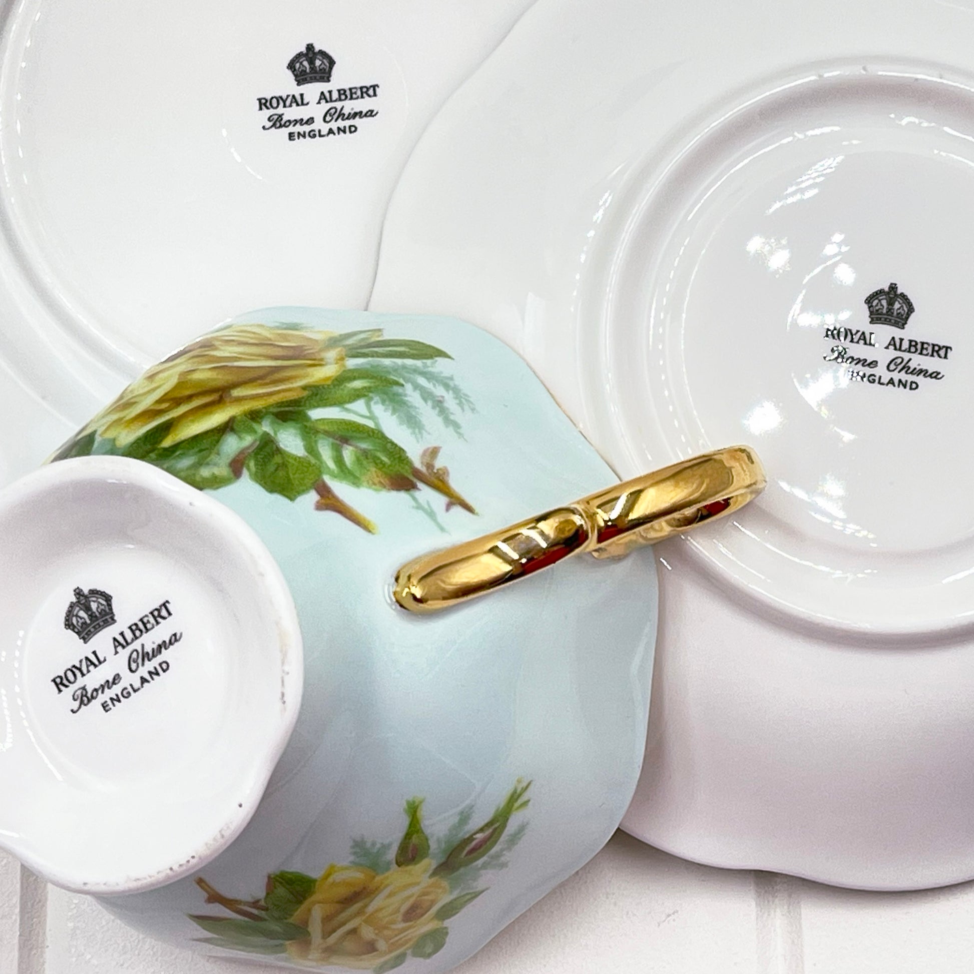 Royal Albert Tea Rose on Turquoise Colourway Trio