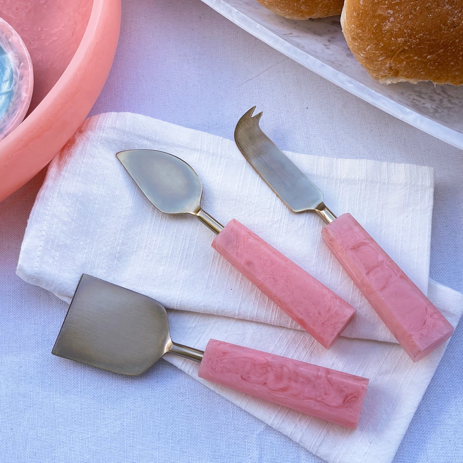 Benny Set of 3 Cheese Knives - pink