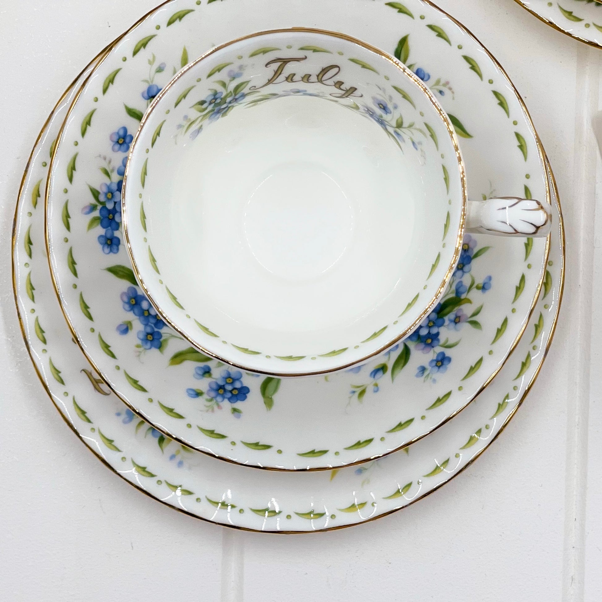 Royal Albert Vintage Flower of the Month July Forget-Me-Not Trio