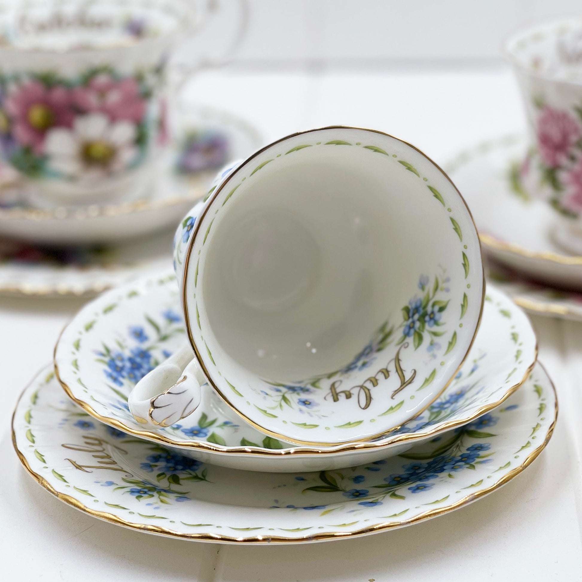 Royal Albert Vintage Flower of the Month July Forget-Me-Not Trio