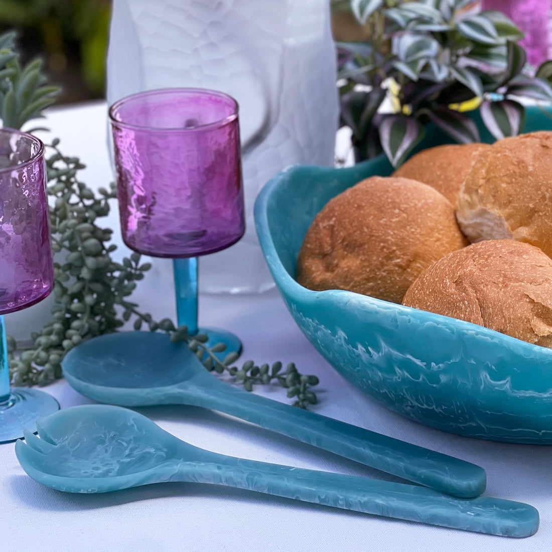 Lorne Salad Servers Blue