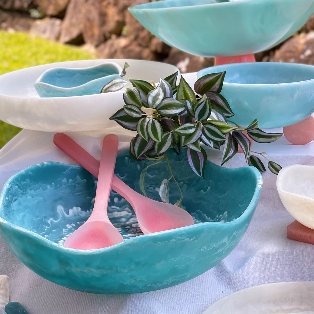 Lorne Salad Servers Pink