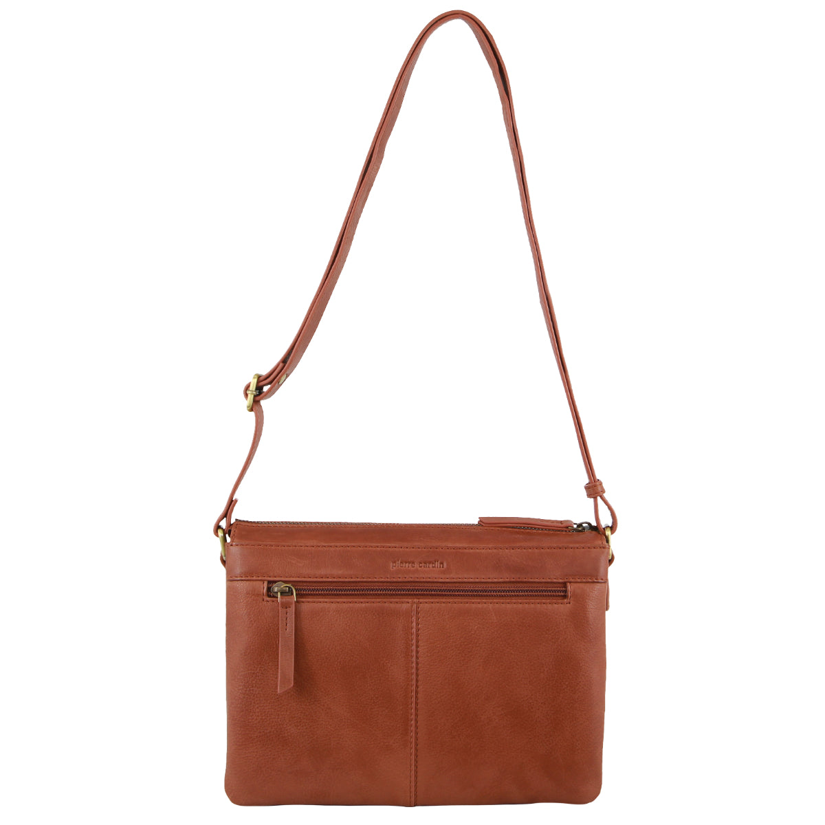Pierre Cardin Leather Layered Style Crossbody Bag in Tan