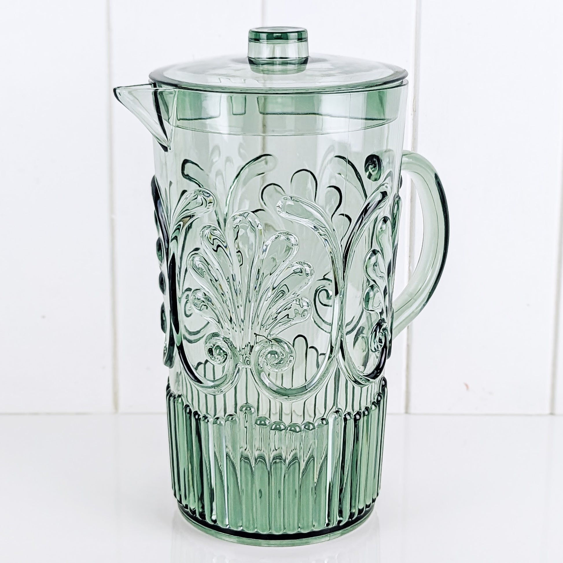 Acrylic Scollop Sage Green Pitcher