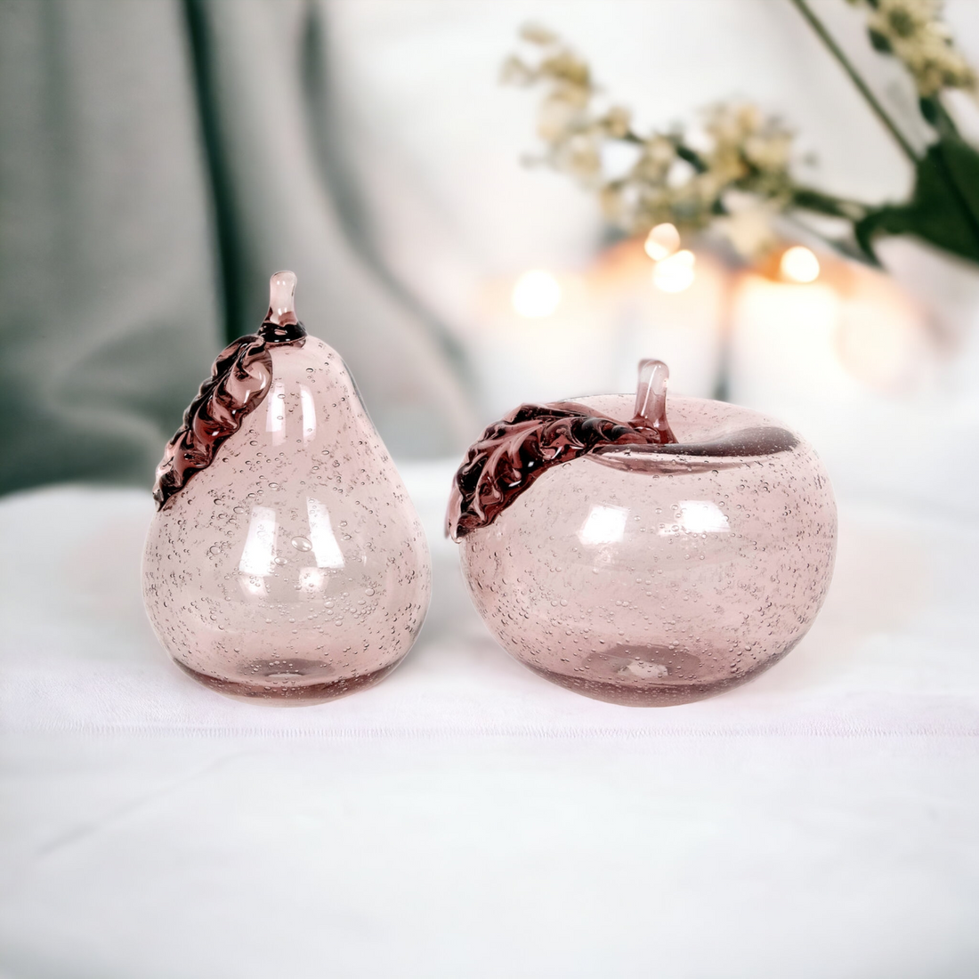 Charming Pink Glass Fruit Set