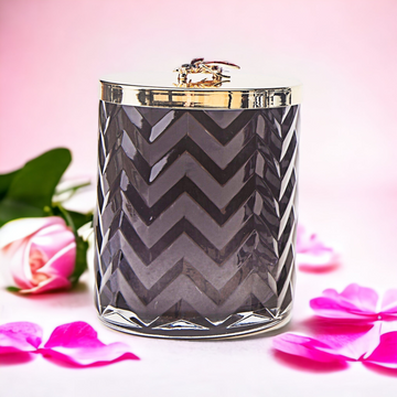 Cote Noire Navy Herringbone Candle with Scarf