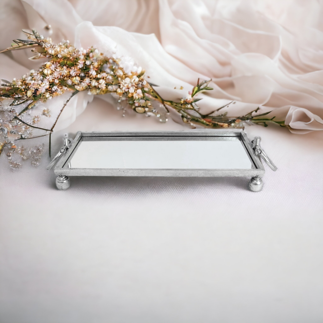 Silver Luster Iron Mirror Tray