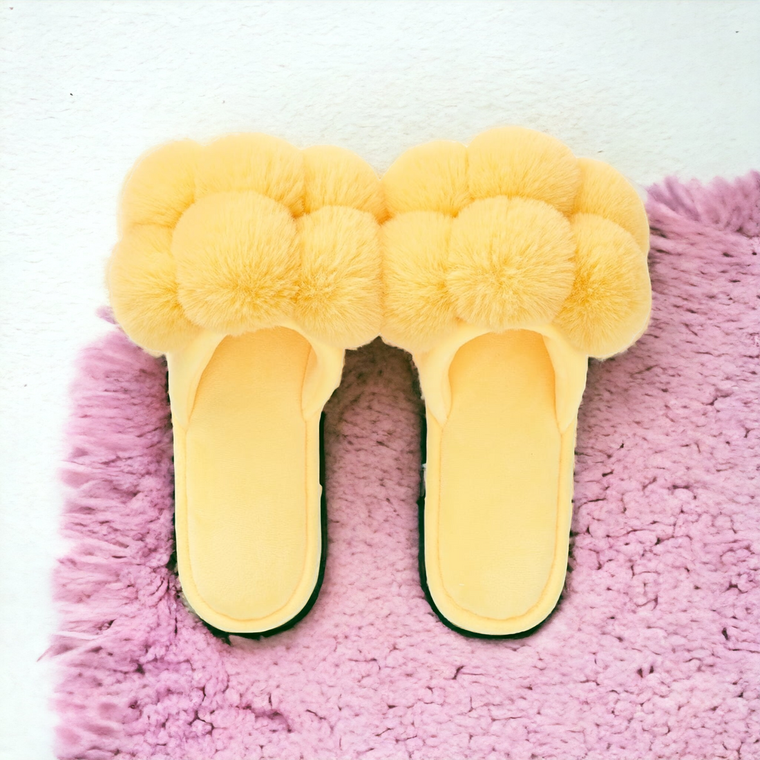 Pom Pom Slippers – Cosy Luxe – Sunshine