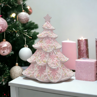 Christmas Tree Decorated with Pink Lollies