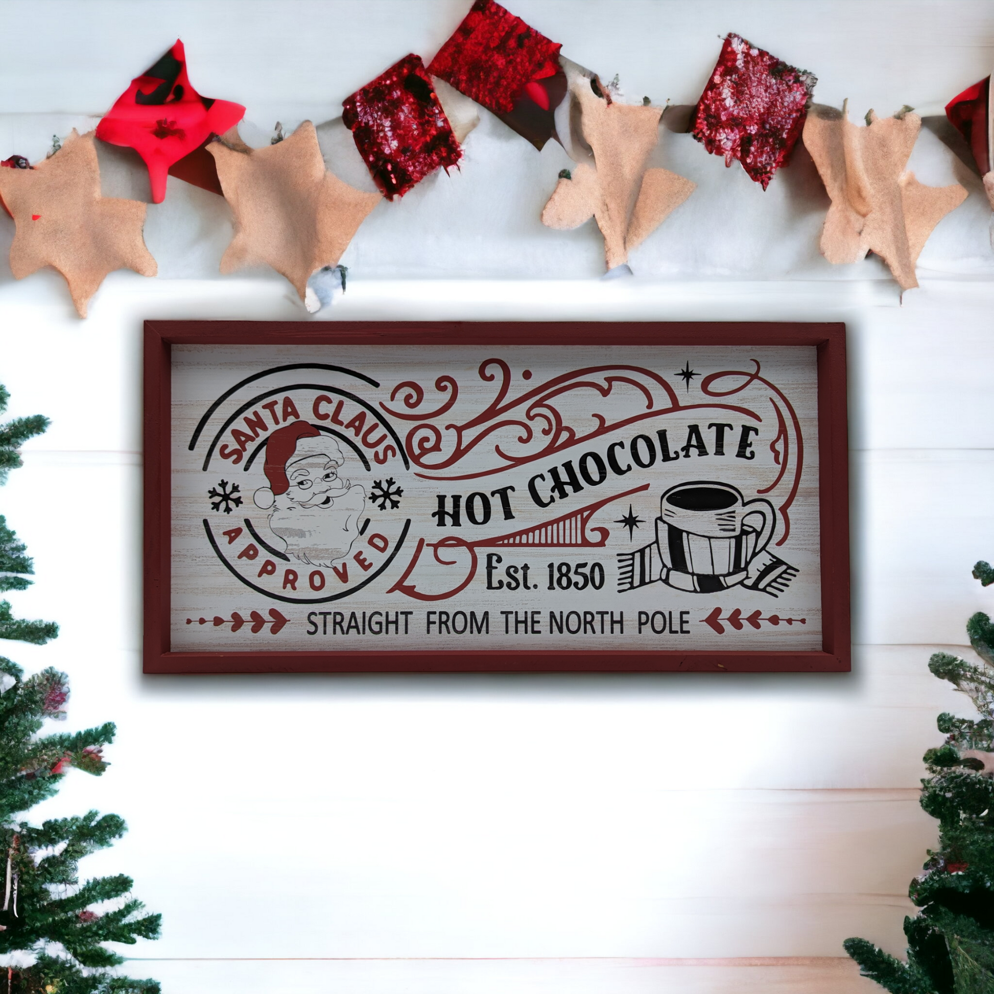 Wooden Santa Hot Chocolate Sign
