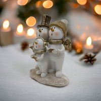 Gold and Silver Caroling Snowman Family
