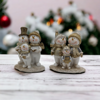 Gold and Silver Caroling Snowman Family