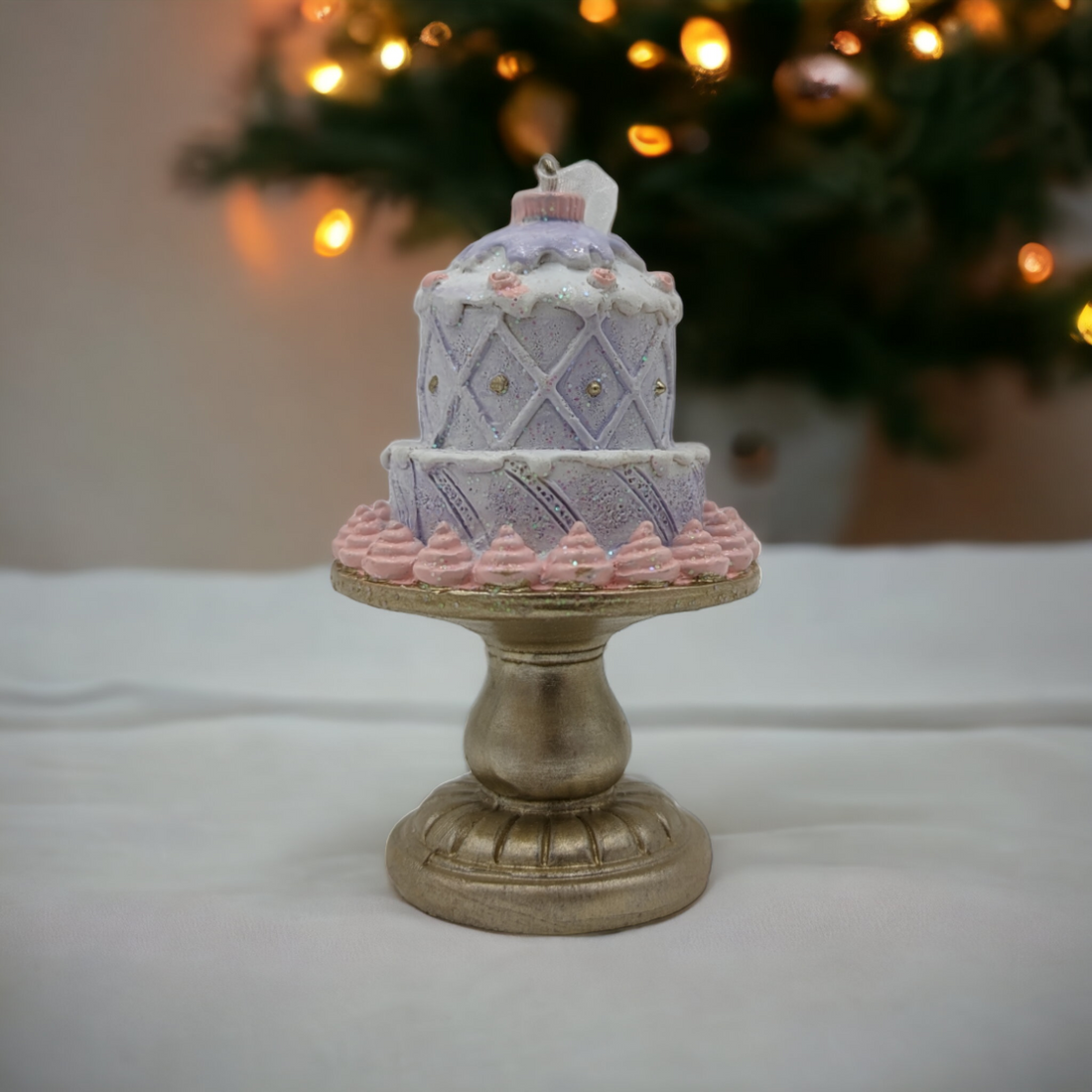 Two Tier Cake on Gold Stand