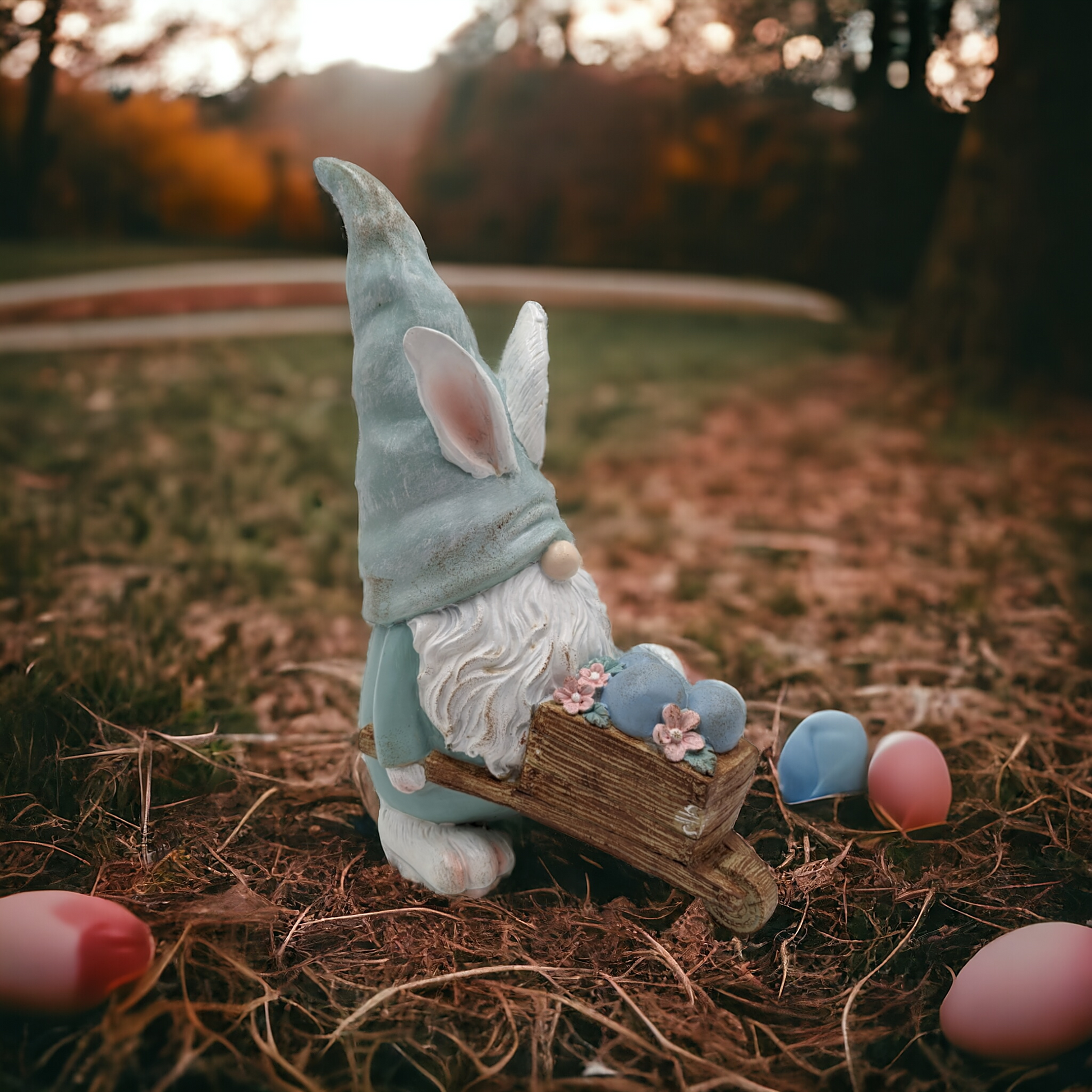 Gnome with Easter Egg Wheelbarrow