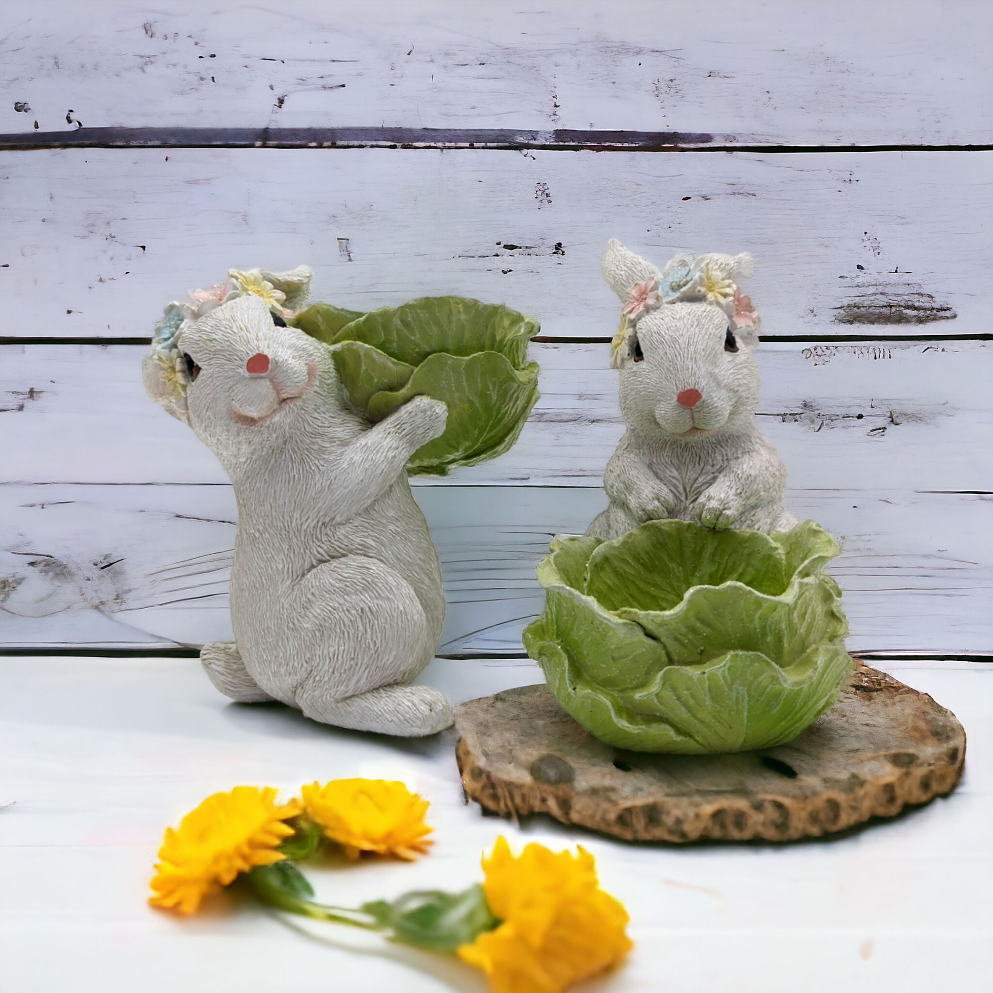 Easter Bunny Holding Lettuce Decor