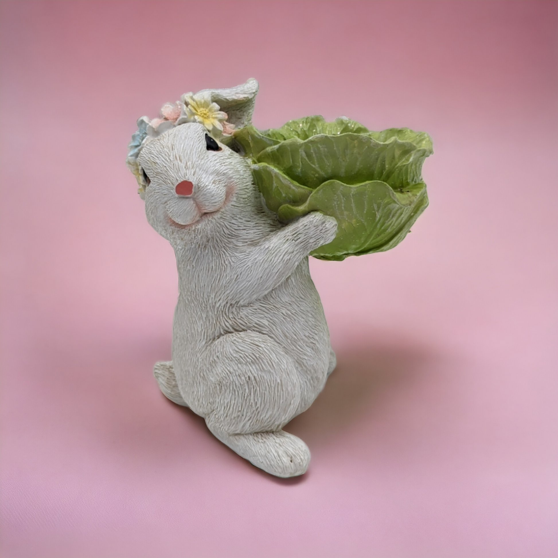Easter Bunny Holding Lettuce Decor