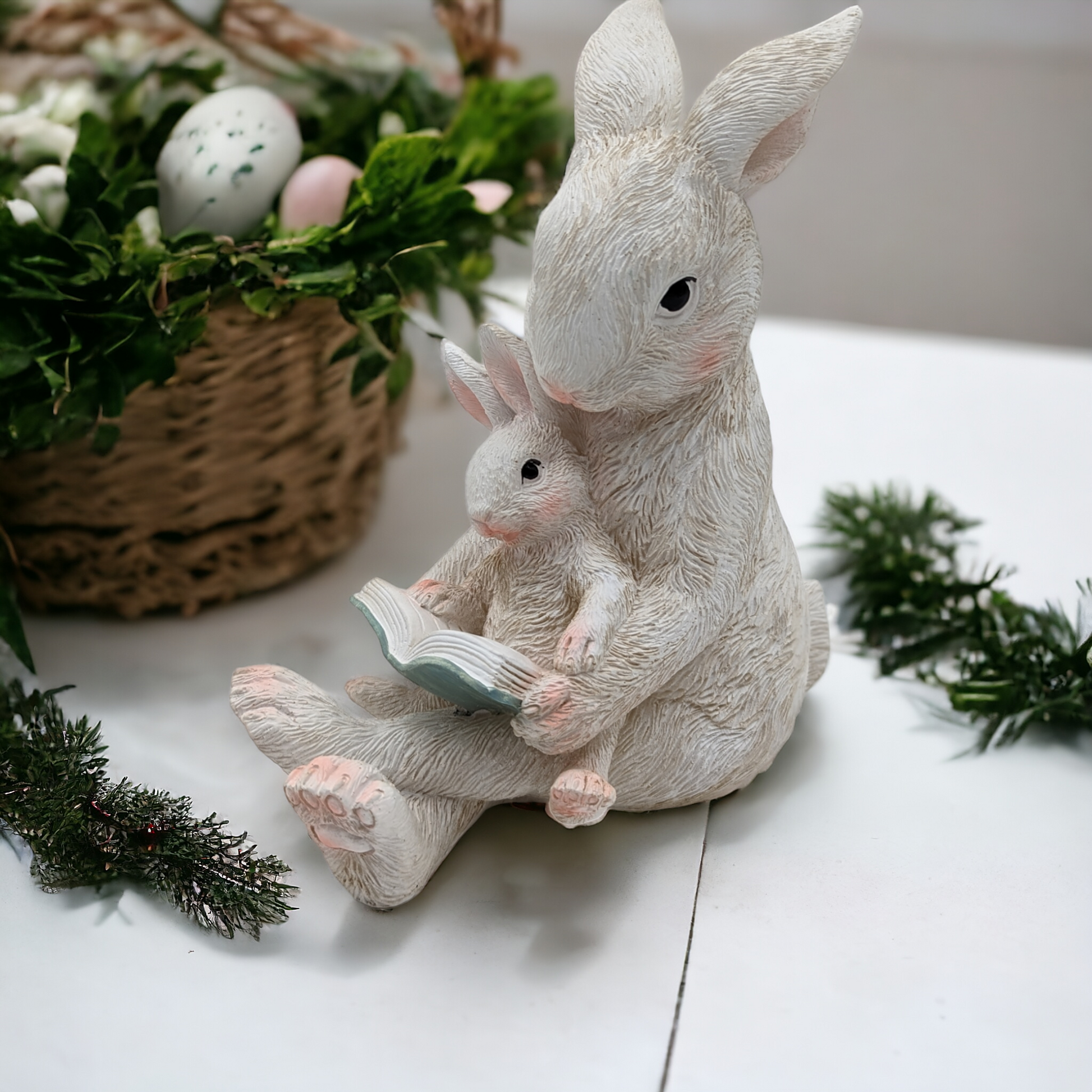 Easter Bunny Reading A Book Decor