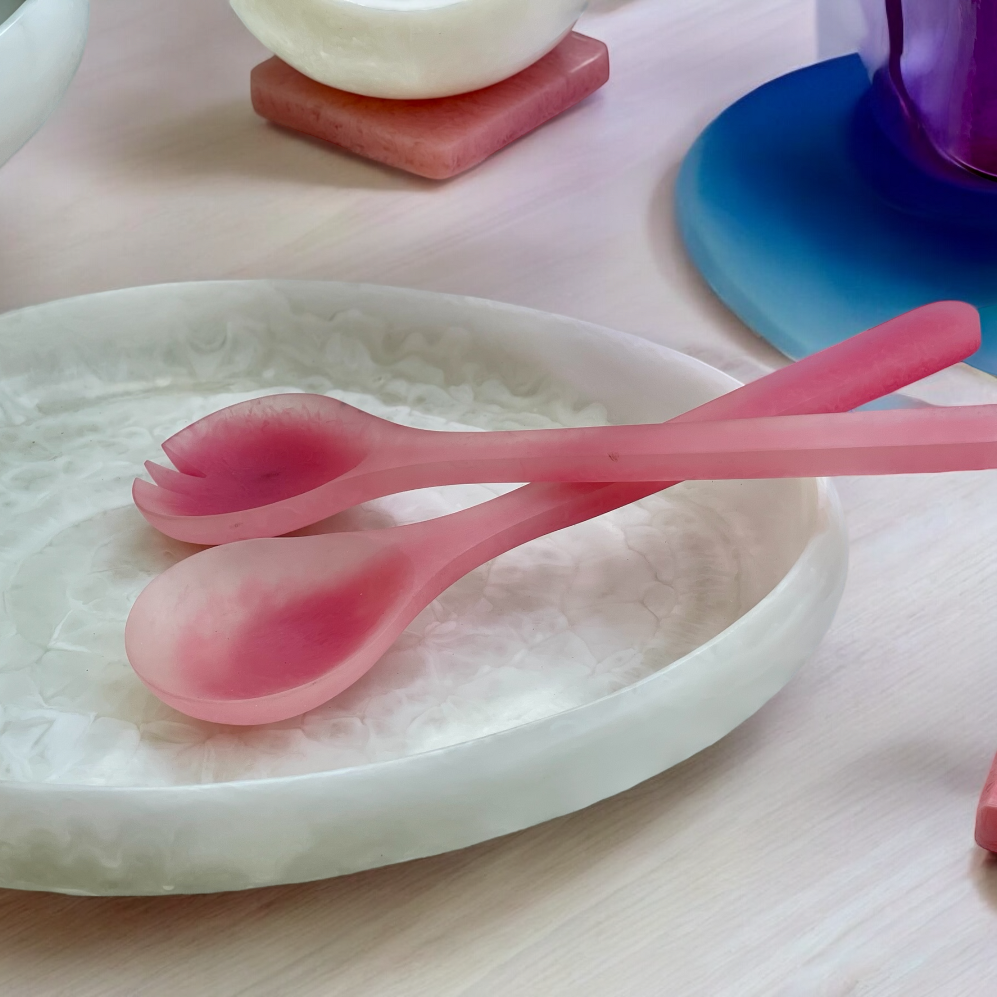 Lorne Salad Servers Pink