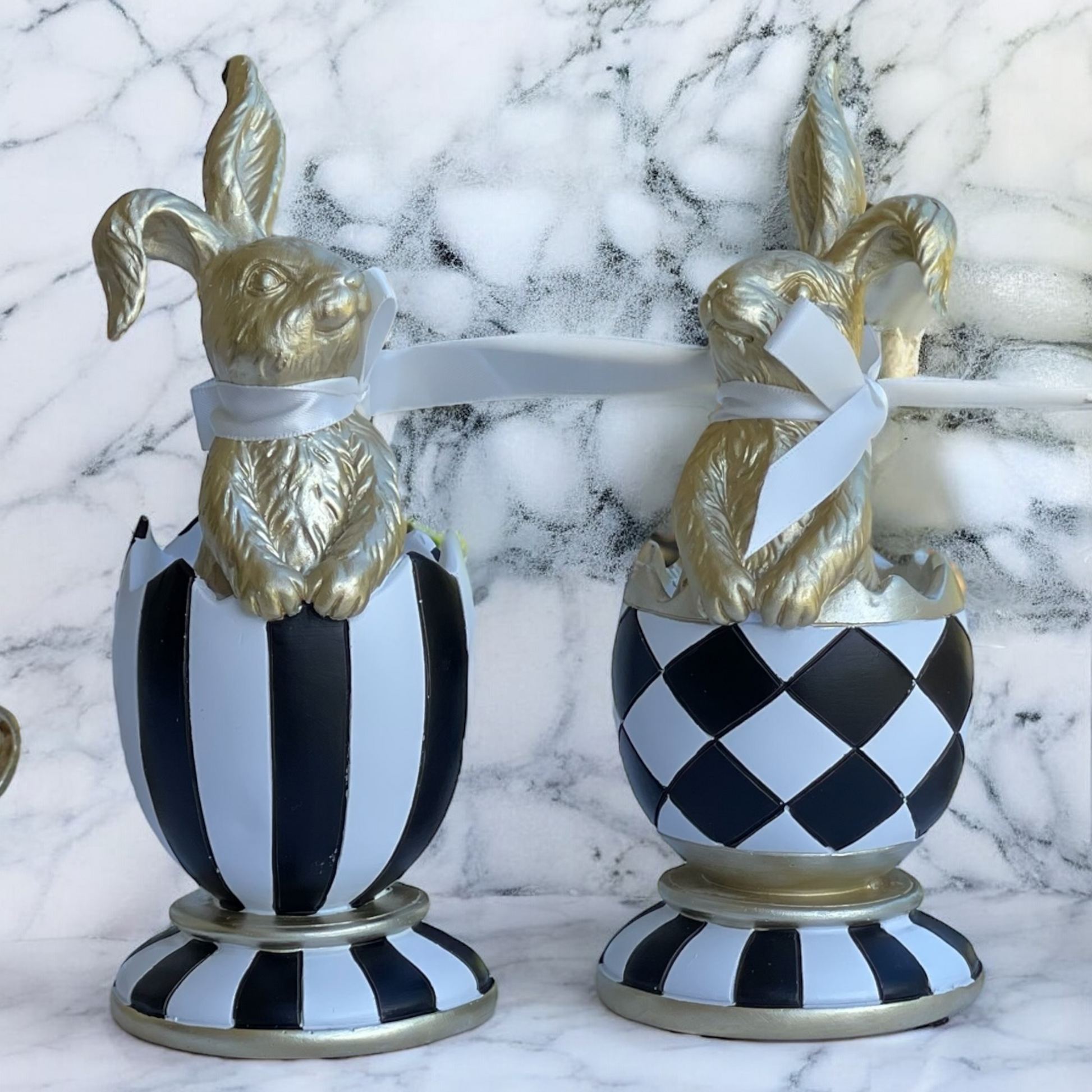 19cm Black & White Diamond Luxe Egg