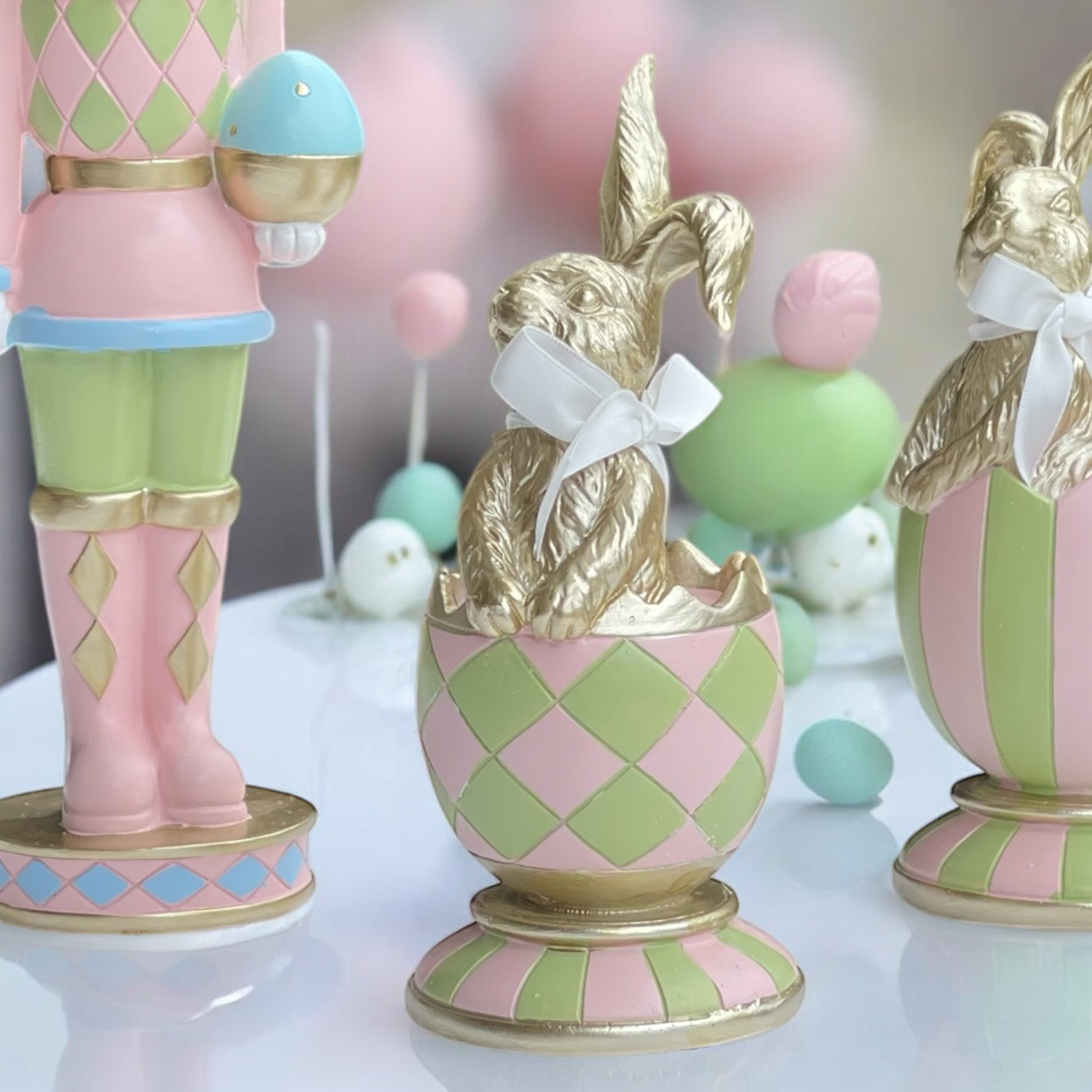 19cm Pink & Green Diamond Luxe Egg