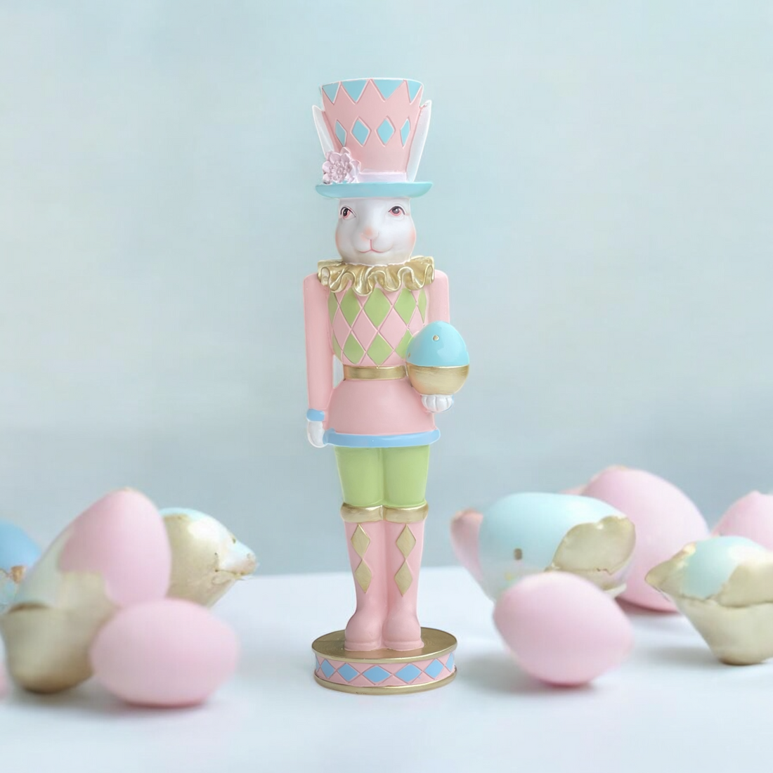 31cm Luxe Pastel Rabbit with Egg