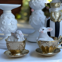 Luxe Gold Teacups with Rabbits