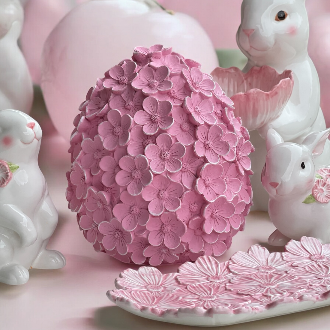 21cm Musk Pink Floral Blossom Egg