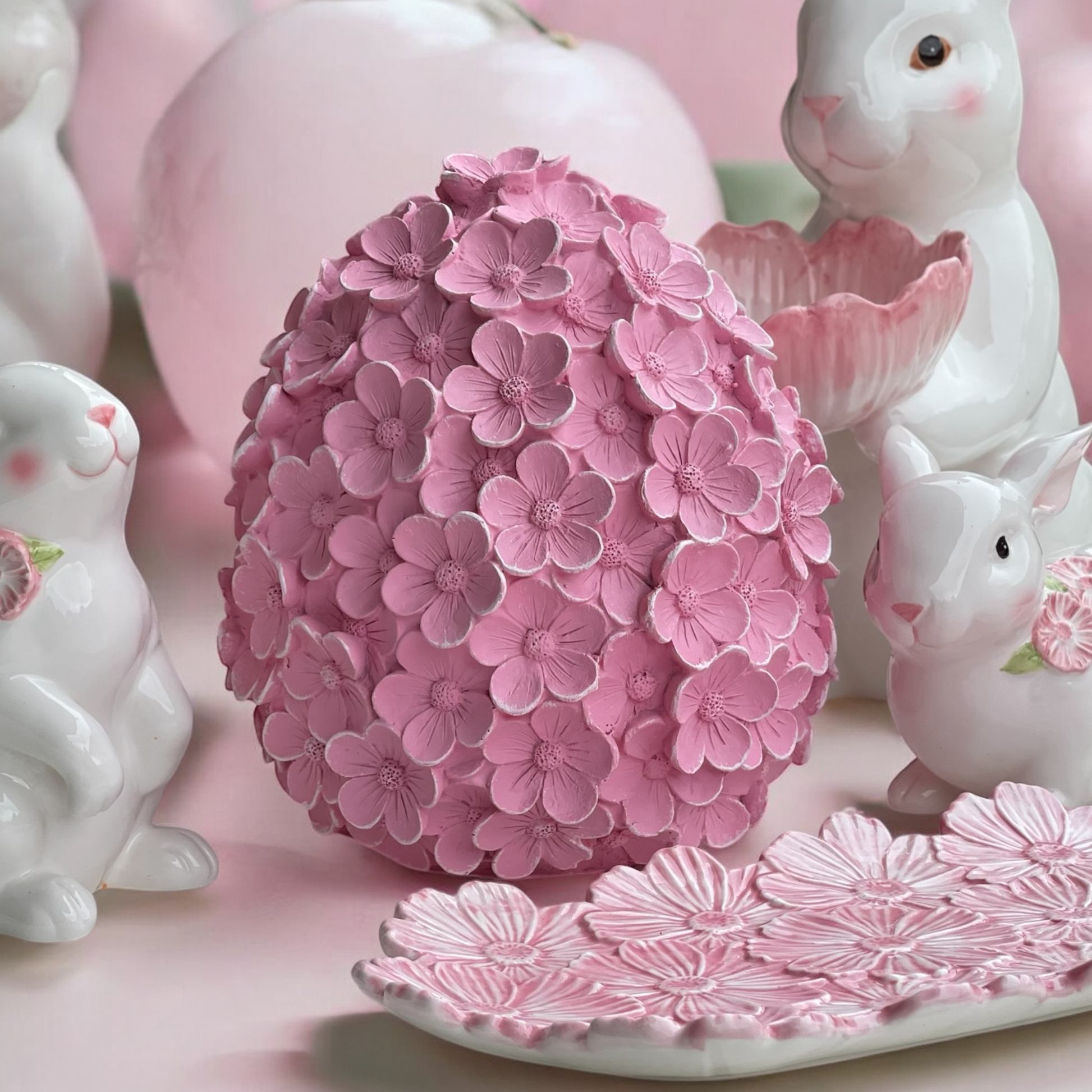 21cm Musk Pink Floral Blossom Egg