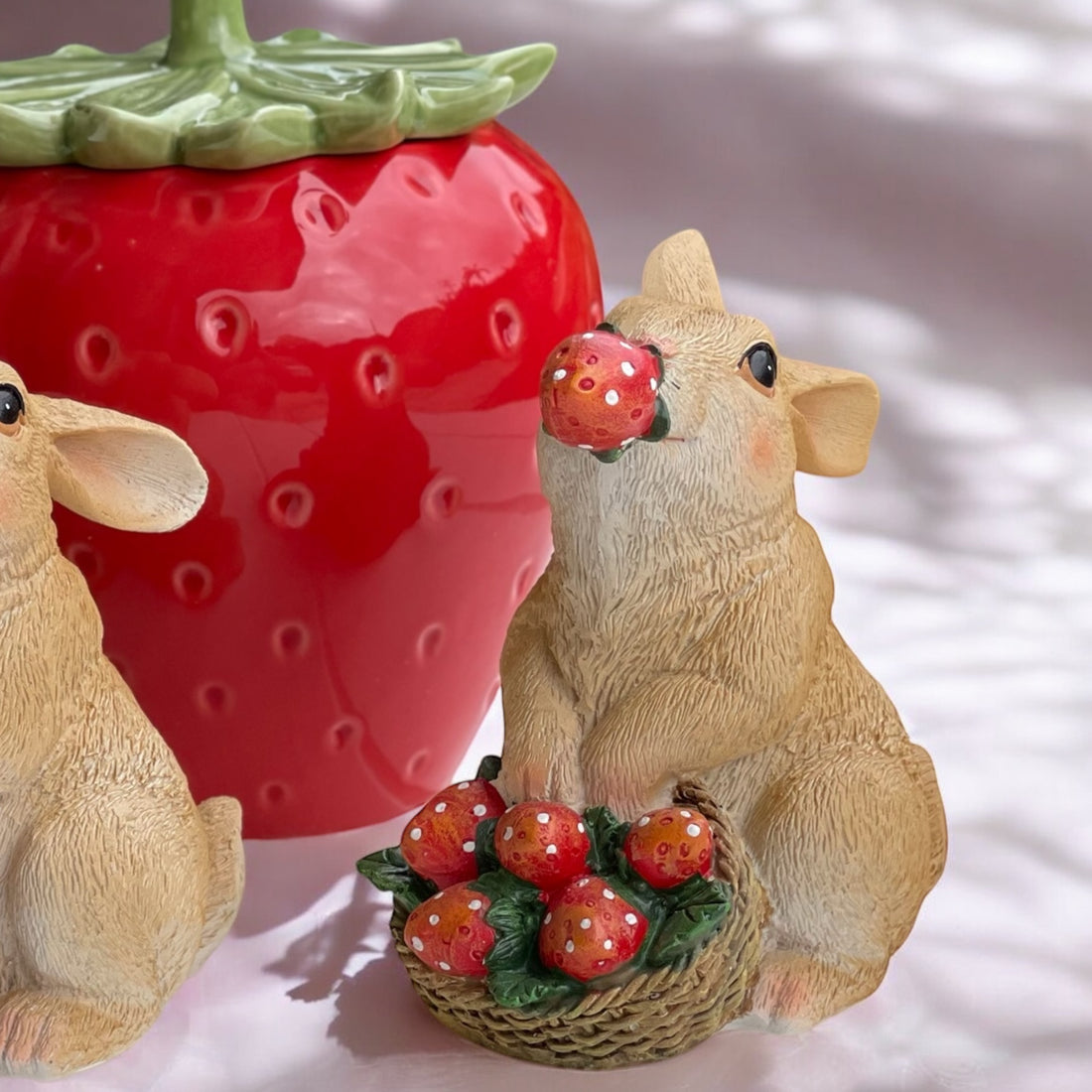 Sitting Rabbit with Strawberry Basket