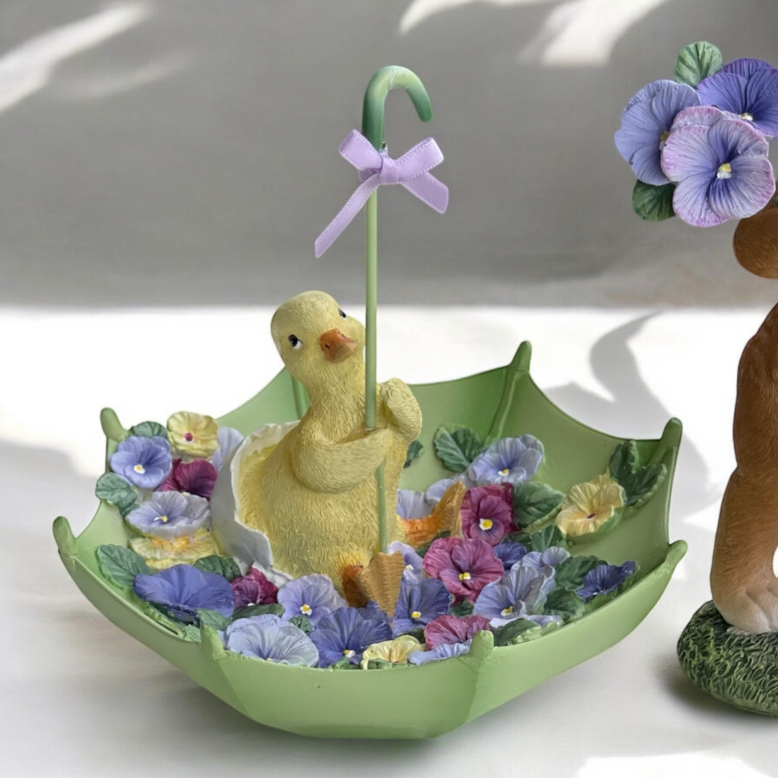 Mr Duck in Pansy Umbrella