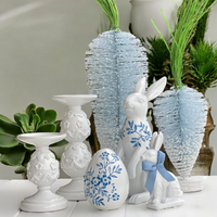 25cm Blue and White Floral Rabbit
